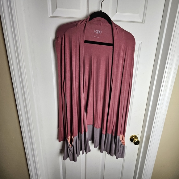 LOGO by Lori Goldstein Sweaters - LOGO Women Breezy Two Tone Cardigan Size Large